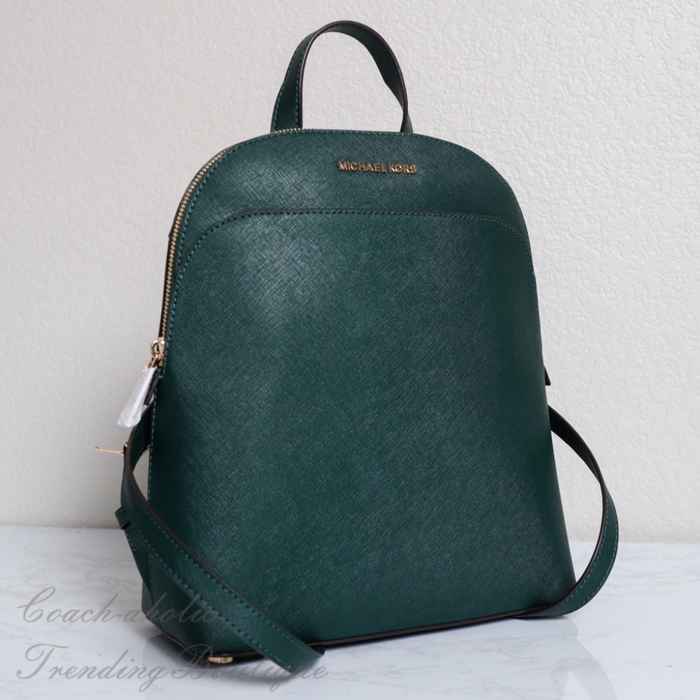 Michael Kors Large Emmy Leather Backpack Green